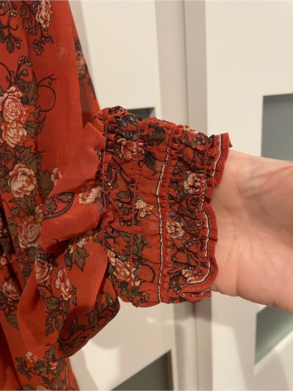 Max Studio Rust Floral Long-Sleeve Maxi Dress - Picture 4 of 6